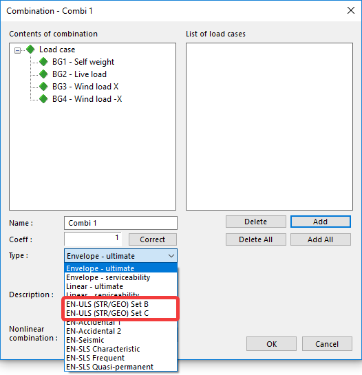 EN-ULS Set B and Set C combinations