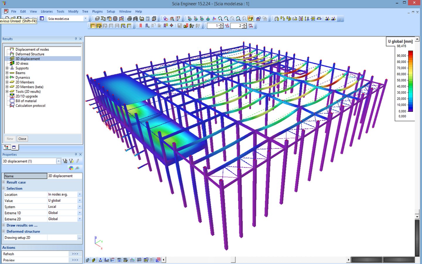 SCIA Engineer Displacements