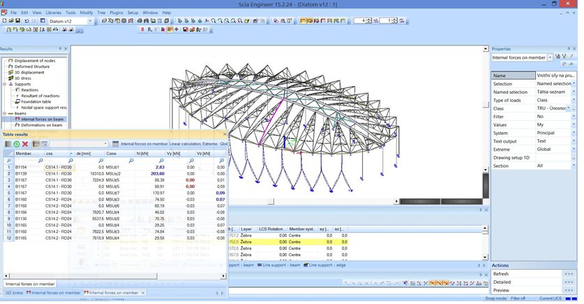 SCIA Engineer Results Table